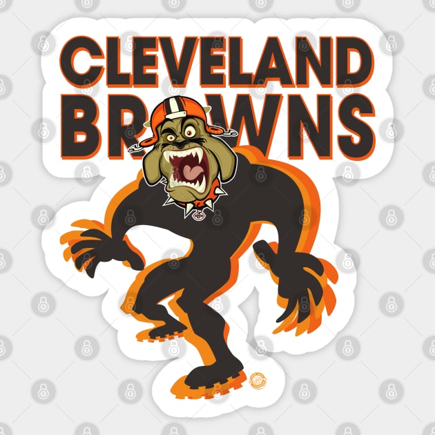 Cleveland Browns BullDawg Whoosh Growler Sticker by Goin Ape Studios